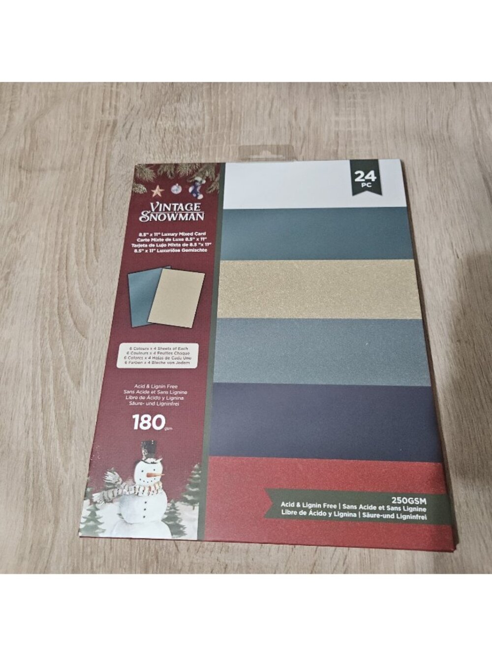 Crafters Companion Vintage Snowman  Luxury Mixed Card Stock 8.5X 11" 250 GSM